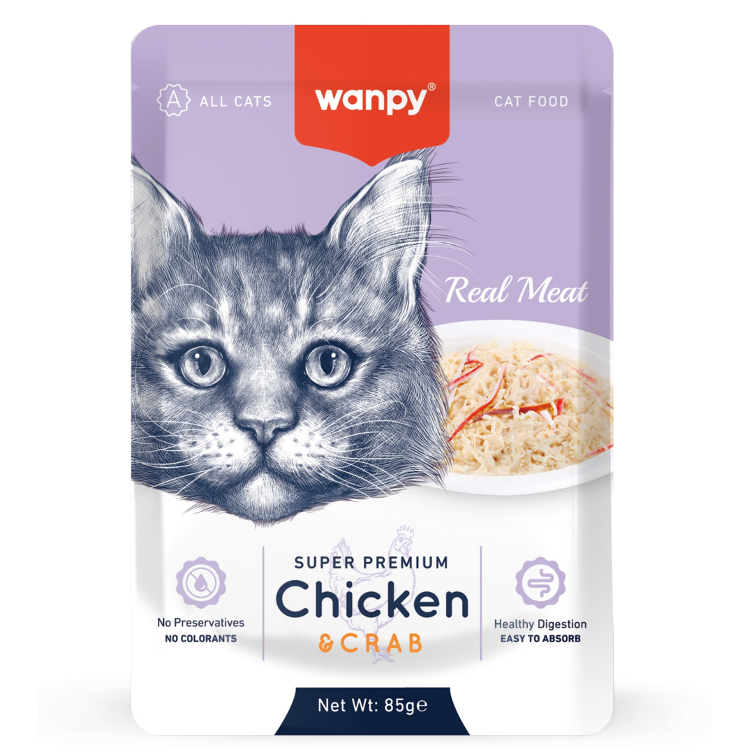 Wanpy Cat Пауч Для Кошек Из Курицы И Краба 85Г Yantai China Pet Foods Co(Китай)