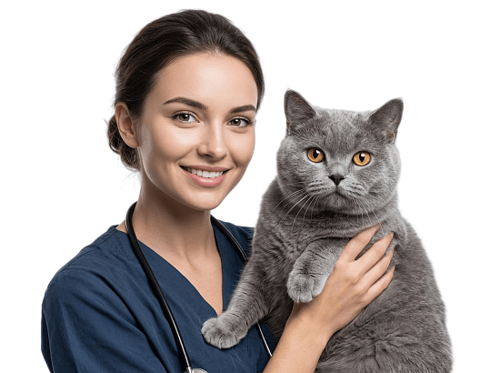 ветеринарный врач и кошка