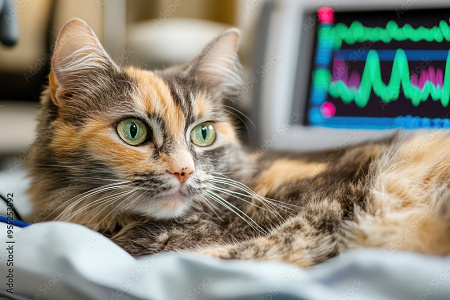 <p>
	 Животное укладывают в положение на боку.&nbsp;При наличии ЭКГ-модуля, к телу подключают электроды.&nbsp;Далее врач выводит проекции сердца с помощью датчика.
</p>