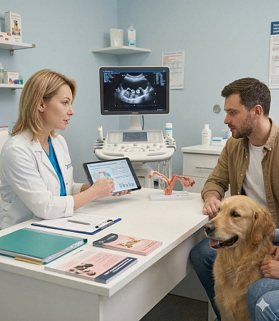 <p>
	 При необходимости репродуктолог назначает повторный прием для оценки состояния. Регулярное наблюдение позволяет отслеживать динамику, своевременно корректировать план ведения и обеспечивать максимально безопасное течение беременности и комфортное состояние питомца на каждом этапе.
</p>