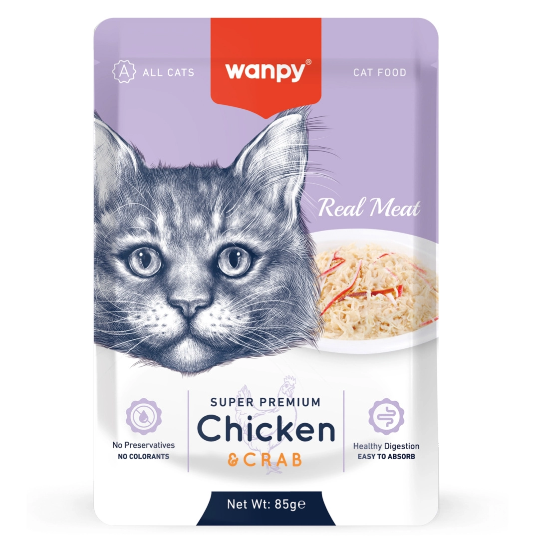 Wanpy Cat Пауч Для Кошек Из Курицы И Краба 85Г Yantai China Pet Foods Co(Китай)