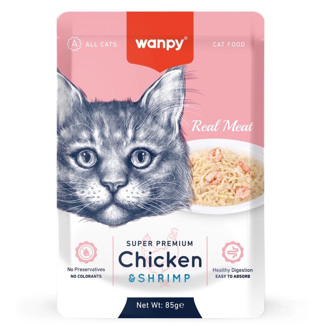 Wanpy Cat Пауч Для Кошек Из Курицы И Креветок 85Г Yantai China Pet Foods Co(Китай)